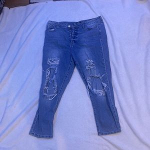 DISTRESSED BLUE JEANS PLUS SIZE